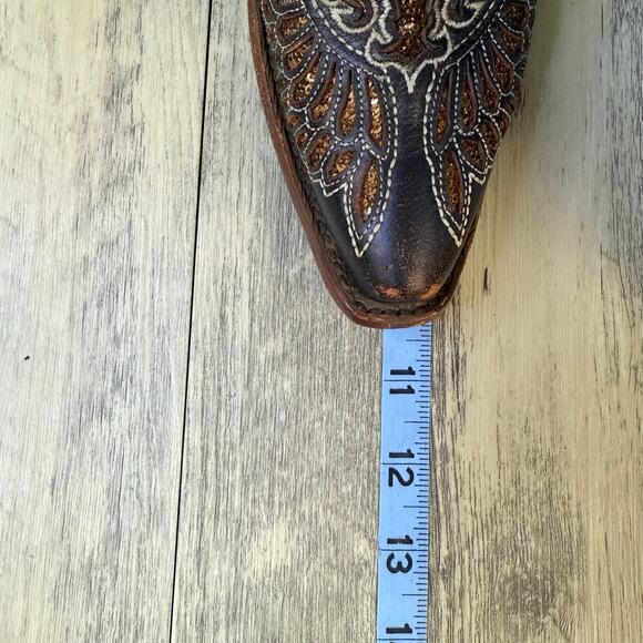 Corral Women - Size 7M - Brown Fleur De Lis Wings Cowboy Boots R2549 - Picture 9 of 11